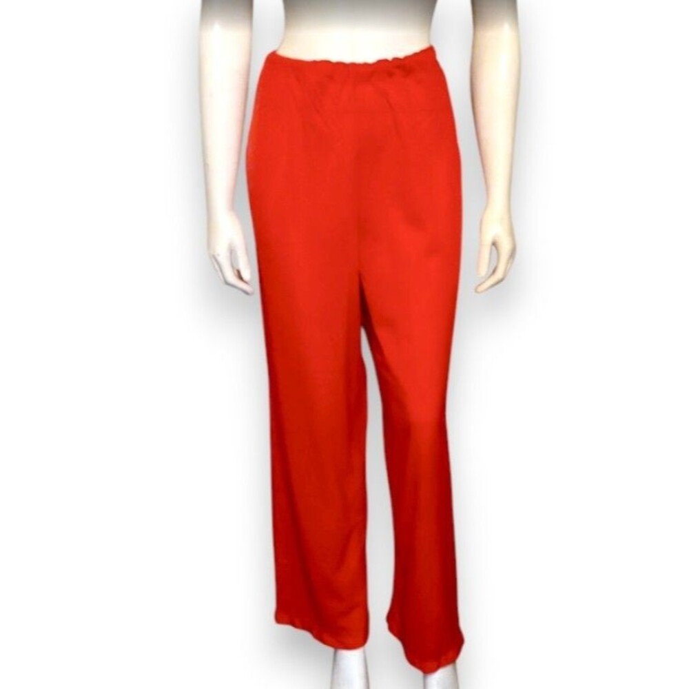 Vintage Shadowline Robe & Pant Set-Small/34-1950s-Button Front-Pockets-Red - Picture 6 of 11